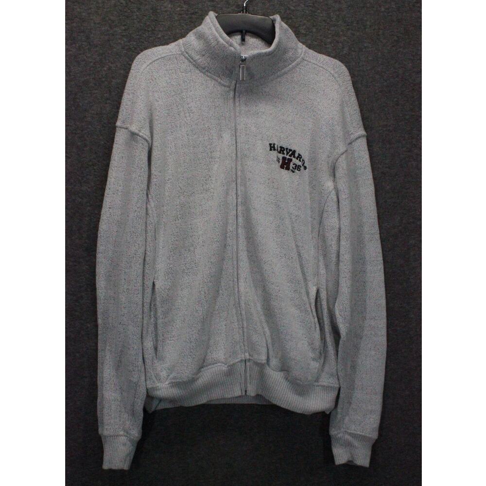Harvard Licensed Gear Bay State Apparel Gray Full-Zip Sweater Size XL